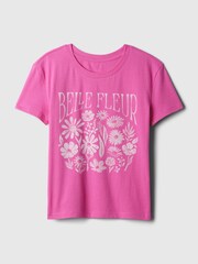 Gap Pink Floral Graphic Short Sleeve Crew Neck T-Shirt (4-13yrs) - Image 4 of 4
