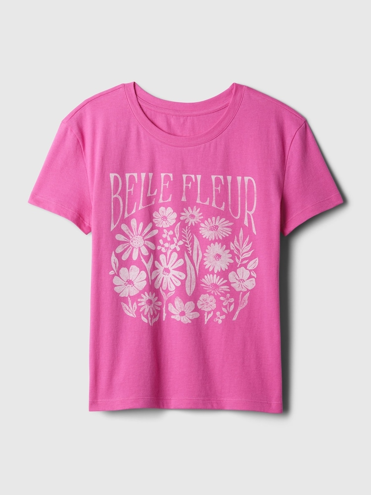 Gap Pink Floral Graphic Short Sleeve Crew Neck T-Shirt (4-13yrs) - Image 4 of 4