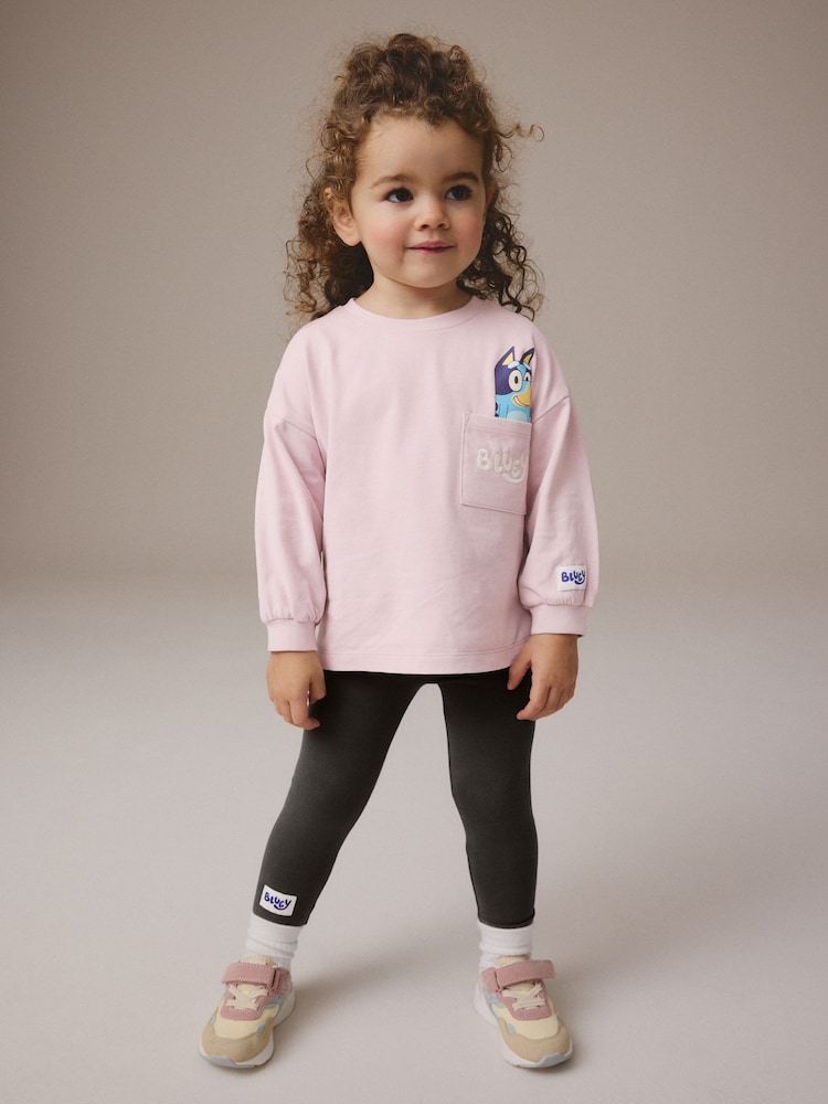 Pink Bluey Long Sleeve 100% Cotton T-Shirt and Leggings Set (3mths-7yrs) - Image 2 of 8