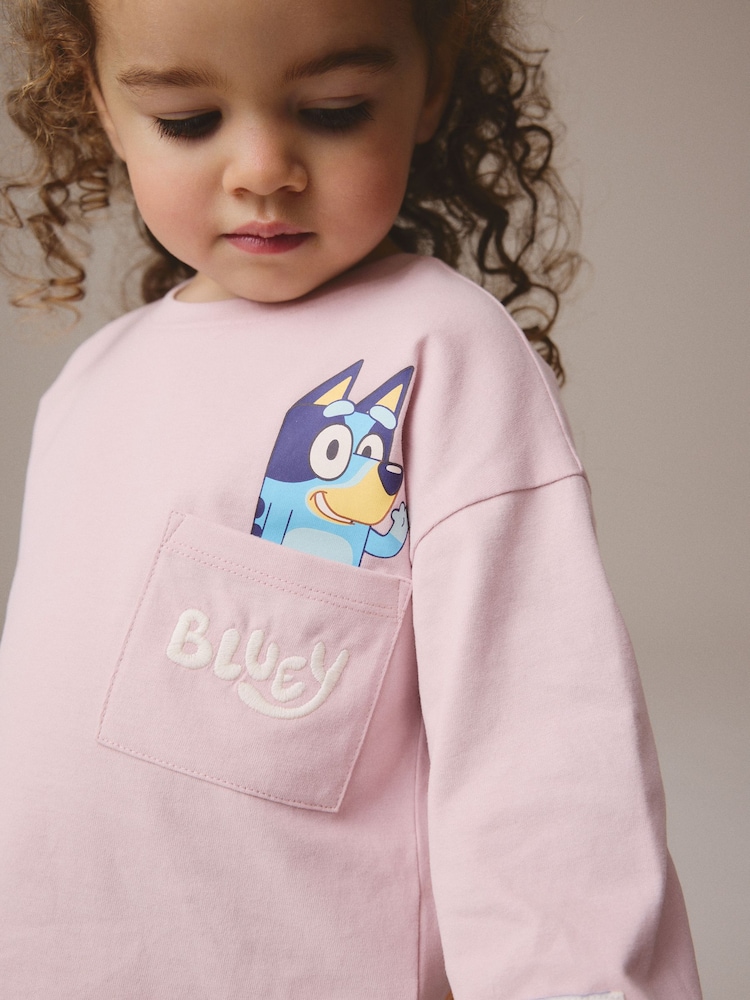 Pink Bluey Long Sleeve 100% Cotton T-Shirt and Leggings Set (3mths-7yrs) - Image 4 of 8