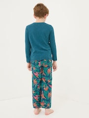 FatFace Dark Teal Blue Orangutan 100% Cotton Pyjama Set - Image 3 of 5