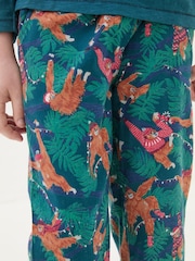 FatFace Dark Teal Blue Orangutan 100% Cotton Pyjama Set - Image 5 of 5