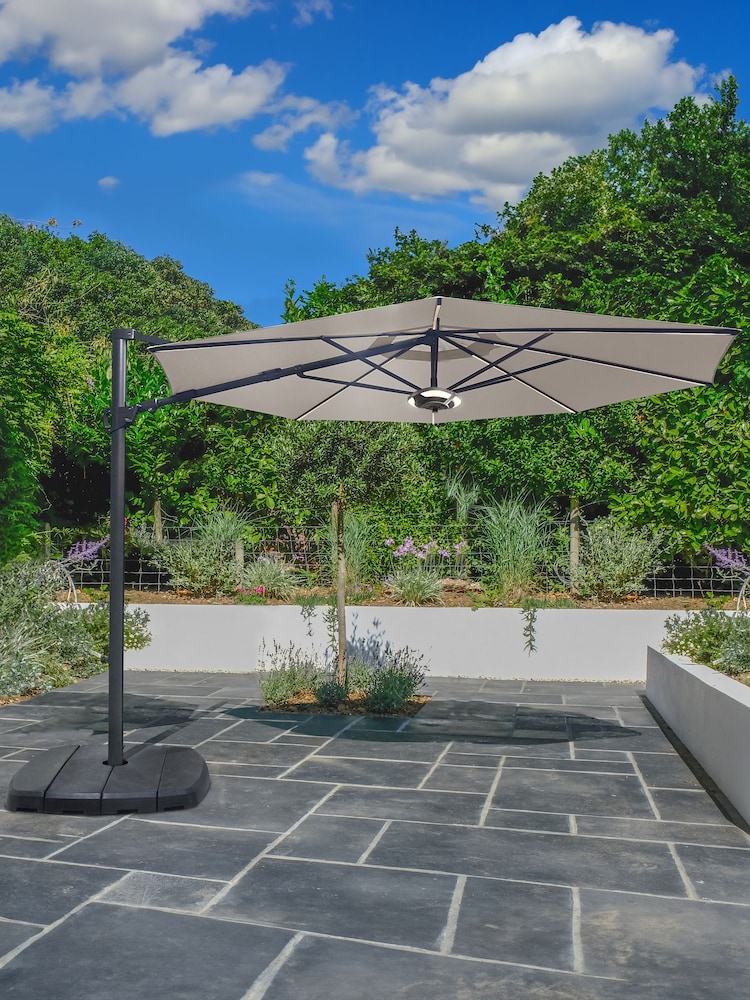 Kettler Stone 3.3M Garden Parasol Canopy with LED Lights & Wireless Speaker - Image 1 of 3
