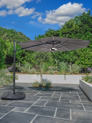 Kettler Grey Taupe 3.3M Garden Parasol Canopy with LED Lights & Wireless Speaker - Image 1 of 3