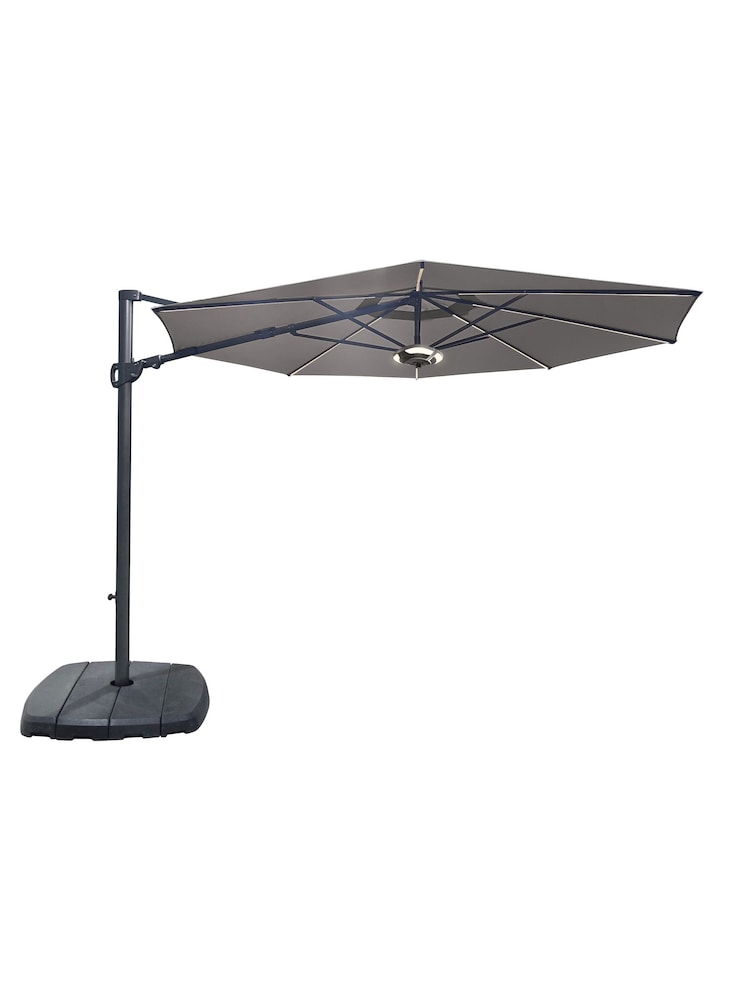 Kettler Grey Taupe 3.3M Garden Parasol Canopy with LED Lights & Wireless Speaker - Image 2 of 3