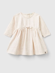 أبيض - فستان مرقط مزيّن بفيونكة من Benetton - Image 1 of 3