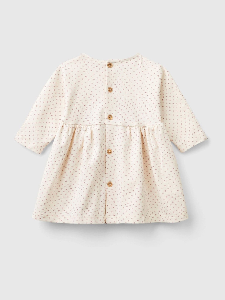 أبيض - فستان مرقط مزيّن بفيونكة من Benetton - Image 2 of 3