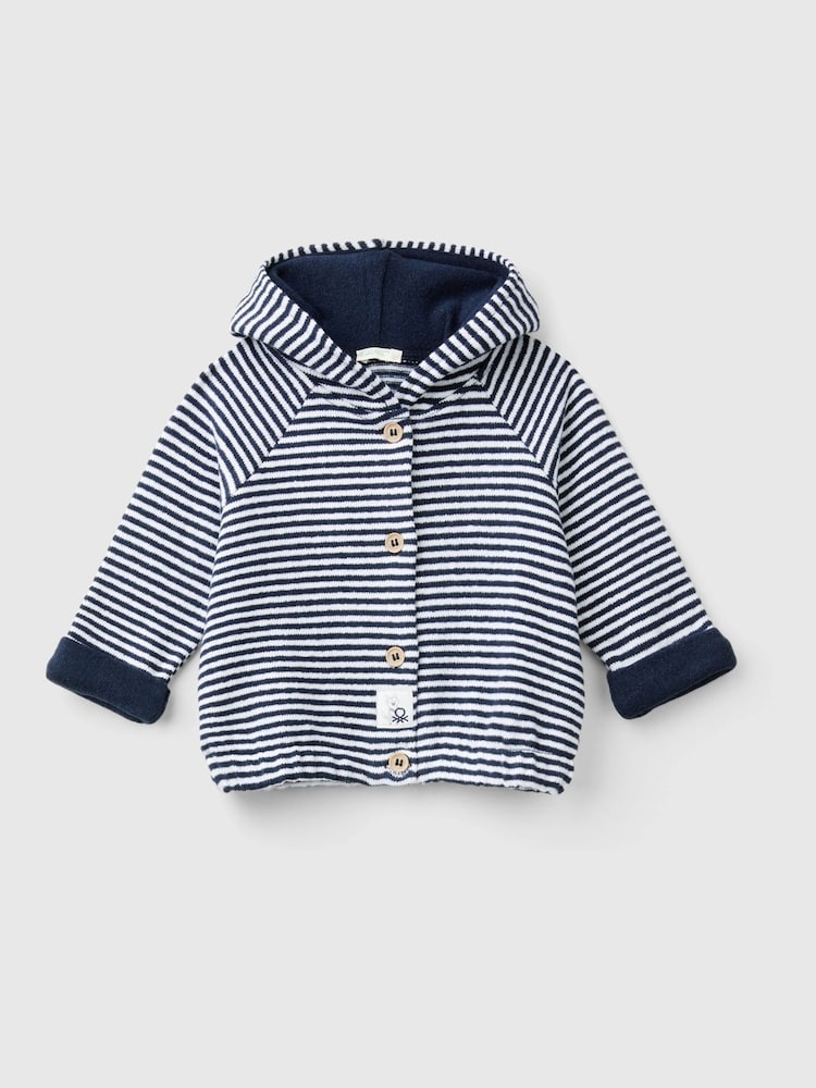 Benetton Blue Stripe Button Up Jacket - Image 1 of 3