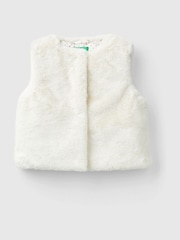Benetton Cream Faux Fur Vest With All-Over Lining - Image 1 of 3