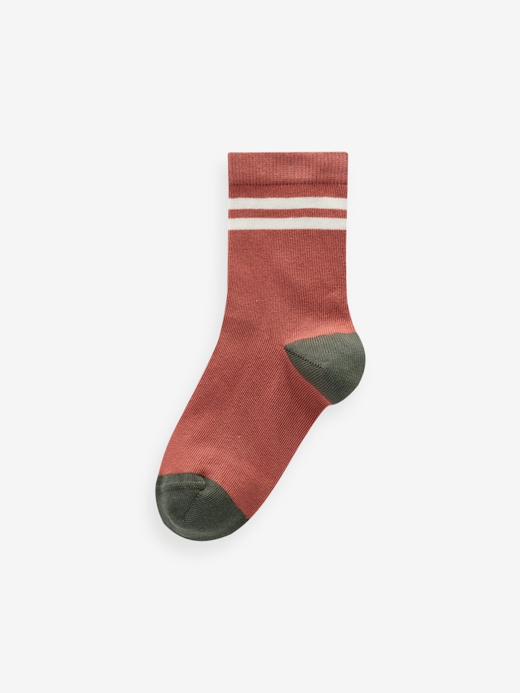 Earthy Tipped Stripes Print Rich Socks 5 Pack - Image 6 of 6