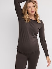 Chocolate Brown Maternity Sports Top - Image 1 of 6