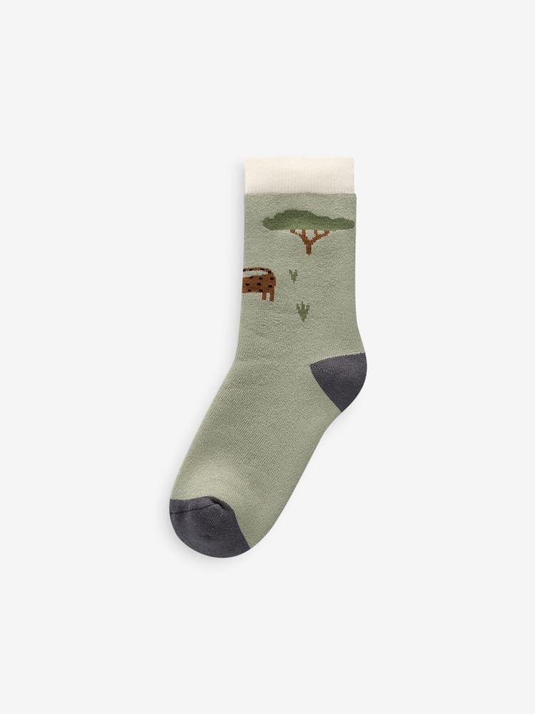 Safari Animals Cosy Terry Cotton Rich Socks 5 Pack - Image 4 of 6