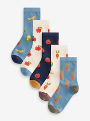 Fruit Vegetable Prints Print Rich Socks 5 Pack - Image 1 of 6
