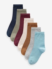Rot/gelb/blau - Cotton Rich Plain Socks 7 Pack - Bild 1 von 8