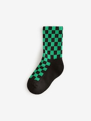 Checkerboard Cushioned Footbed Cotton Rich Ribbed Socks 3 Pack - Image 2 of 6