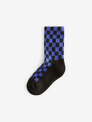 Checkerboard Cushioned Footbed Cotton Rich Ribbed Socks 3 Pack - Image 3 of 6