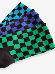 Checkerboard Cushioned Footbed Cotton Rich Ribbed Socks 3 Pack - Image 5 of 6
