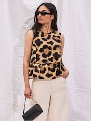 Animal - Blusa peplum de algodão com estampa de leopardo Ro&Zo - Imagem 1 de 4