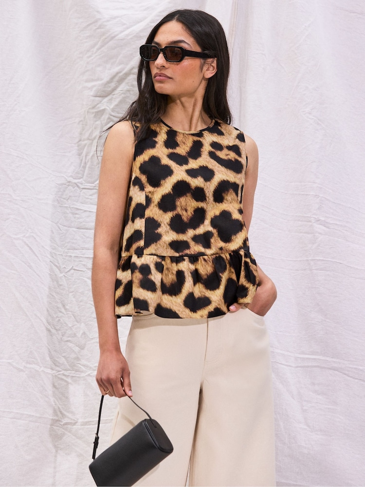 Animal - Blusa peplum de algodão com estampa de leopardo Ro&Zo - Imagem 1 de 4
