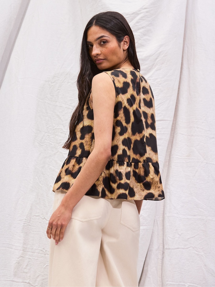 Animal - Blusa peplum de algodão com estampa de leopardo Ro&Zo - Imagem 4 de 4