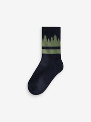 Multi Cushioned Footbed Cotton Rich Ribbed Tipped Socks 5 Pack - Image 5 of 8