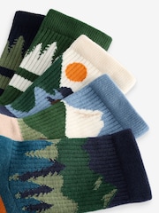 Multi Cushioned Footbed Cotton Rich Ribbed Tipped Socks 5 Pack - Image 8 of 8