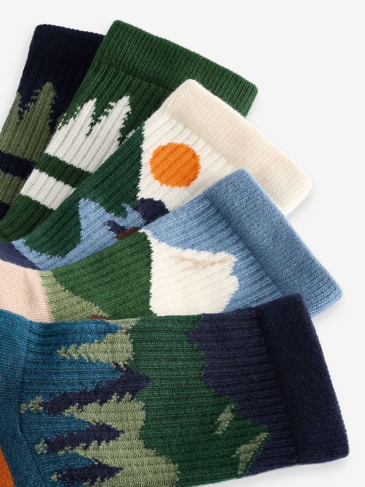 Multi Cushioned Footbed Cotton Rich Ribbed Tipped Socks 5 Pack - Image 8 of 8