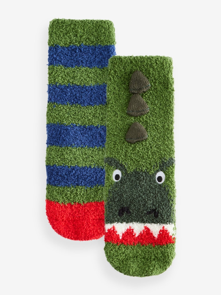 Grün mit Dinosauriern - Kuschelige Socken, 2er-Pack - Bild 1 von 3 Grün mit Dinosauriern - Kuschelige Socken, 2er-Pack - Bild 1 von 3