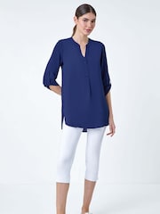 Roman Blue Longline Tunic Stretch Blouse - Image 2 of 5