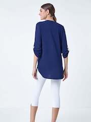 Roman Blue Longline Tunic Stretch Blouse - Image 3 of 5