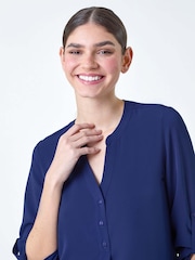 Roman Blue Longline Tunic Stretch Blouse - Image 4 of 5