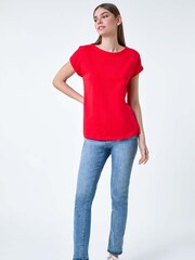Roman Red Plain Stretch Cotton Jersey T-Shirt - Image 2 of 5