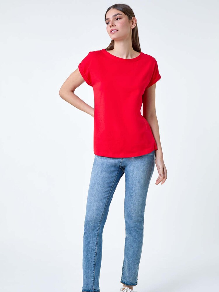Roman Red Plain Stretch Cotton Jersey T-Shirt - Image 2 of 5 Roman Red Plain Stretch Cotton Jersey T-Shirt - Image 2 of 5