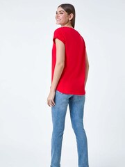 Roman Red Plain Stretch Cotton Jersey T-Shirt - Image 3 of 5