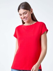 Roman Red Plain Stretch Cotton Jersey T-Shirt - Image 4 of 5
