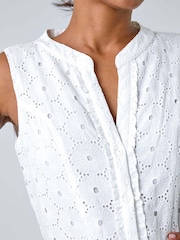 Roman White Floral 100% Cotton Broderie Midi Dress - Image 5 of 5