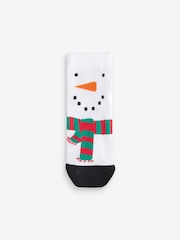 Santa Reindeer Snowman Cotton Rich Christmas Socks 5 Pack - Image 2 of 8