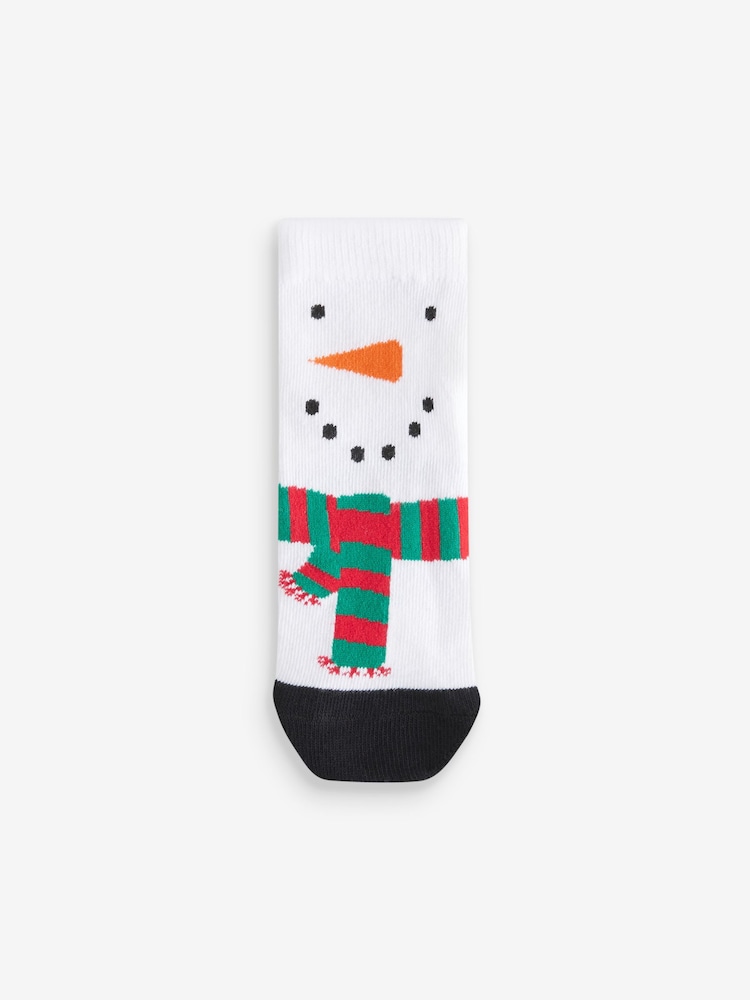 Santa Reindeer Snowman Cotton Rich Christmas Socks 5 Pack - Image 2 of 8