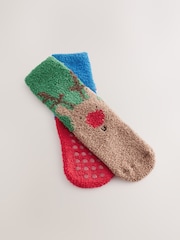 Santa Reindeer Cosy Christmas Socks 2 Pack - Image 4 of 5