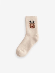 Neutral All Over Character Cotton Rich Christmas Socks 5 Pack - Image 2 of 6