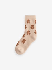 Neutral All Over Character Cotton Rich Christmas Socks 5 Pack - Image 4 of 6