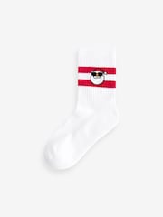 Christmas Santa Reindeer Snowman Cushioned Footbed Cotton Rich Ribbed Socks 3 Pack - Image 4 of 4
