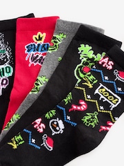 Graffiti Reindeer Cotton Rich Christmas Socks 5 Pack - Image 7 of 8