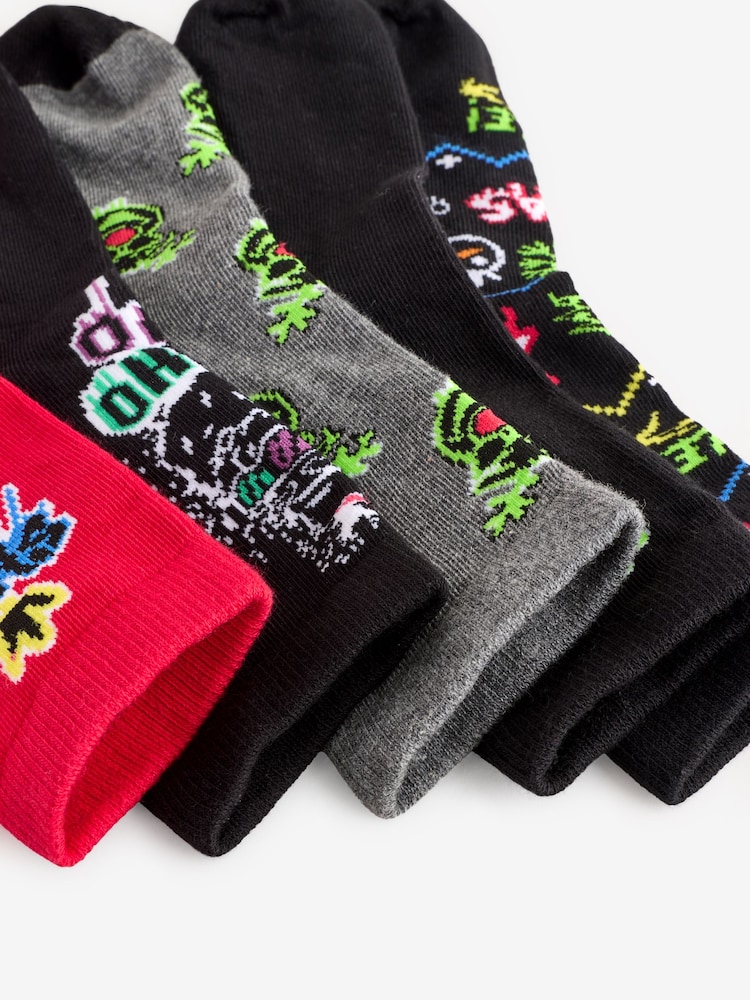 Graffiti Reindeer Cotton Rich Christmas Socks 5 Pack - Image 8 of 8