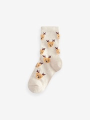 Red/Cream Bear Cotton Rich Christmas Socks 5 Pack - Image 3 of 8
