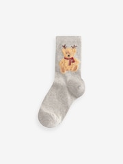 Red/Cream Bear Cotton Rich Christmas Socks 5 Pack - Image 5 of 8