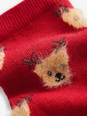 Red/Cream Bear Cotton Rich Christmas Socks 5 Pack - Image 8 of 8