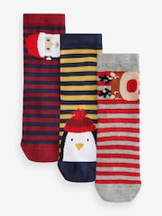 Red/Yellow/Black - Weihnachtssocken für Babys mit hohem Baumwollanteil im 3er Pack - Bild 1 von 6