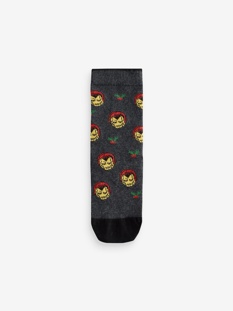 Christmas Marvel Avengers Superhero License Cotton Rich Socks 3 Pack - Image 4 of 4