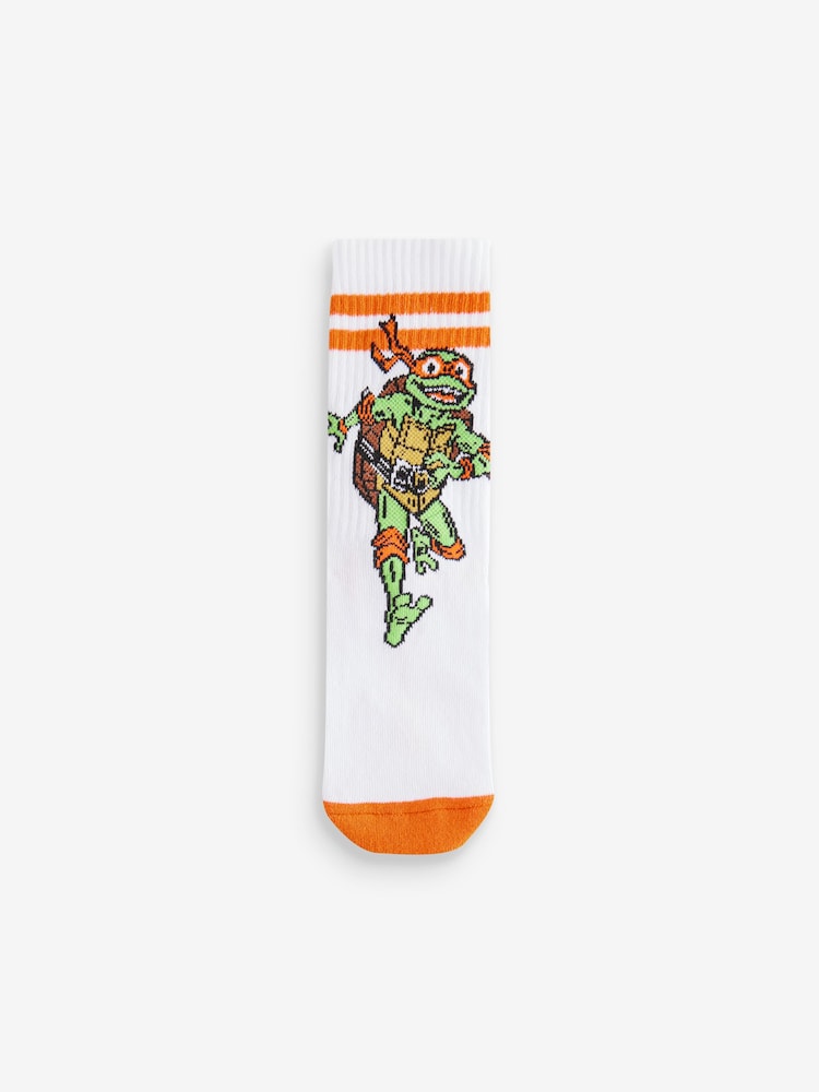 White Teenage Mutant Ninja Turtles Cotton Rich License Socks 4 Pack - Image 2 of 7